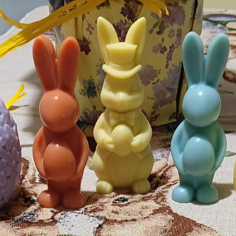 Candela Coniglio Soldato con Uovo di Pasqua in Cera
