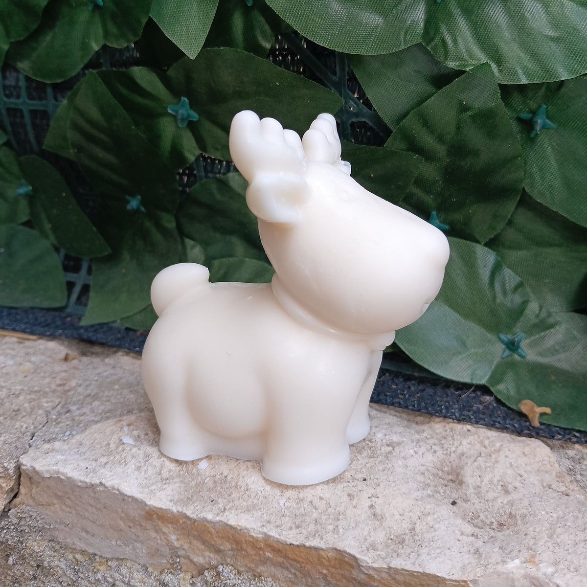 Candela Cervo di Natale in Cera, colore bianco