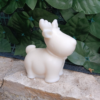 Candela Cervo di Natale in Cera, colore bianco