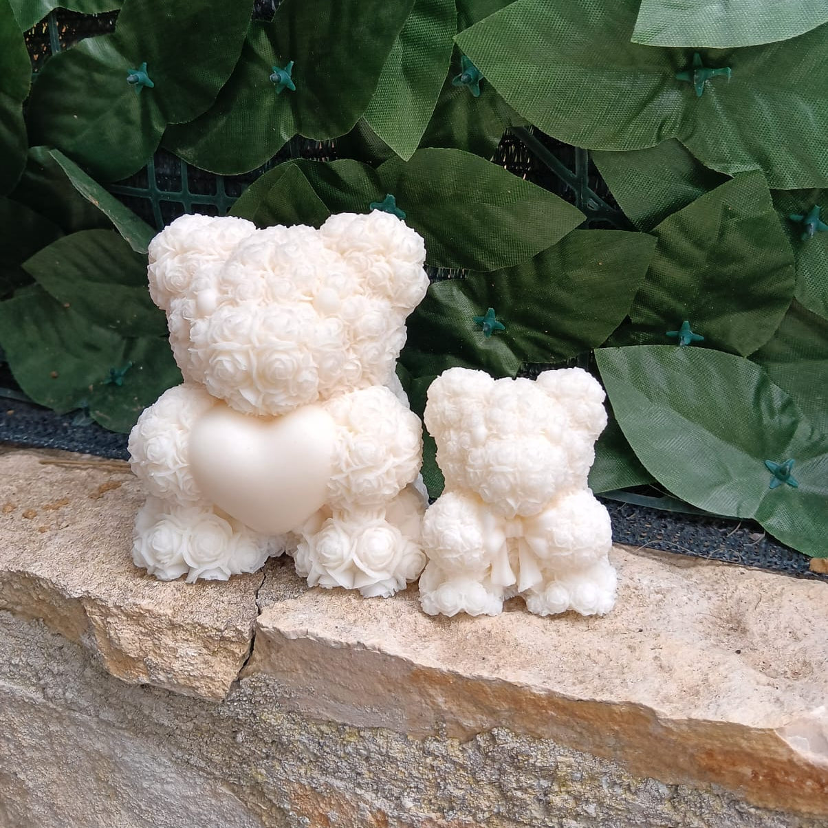 Candela Orsetto Love con Fiori in Cera