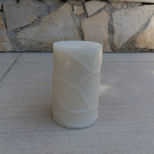 Candela Cilindro Scanalato in Cera - Misure cm 5,2x7,2