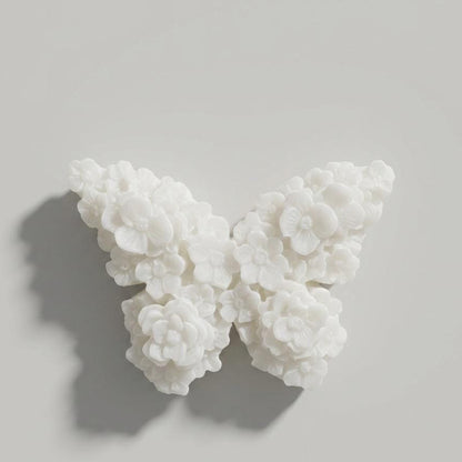 Candela Farfalla Mignon con Fiori in Cera, colore bianco