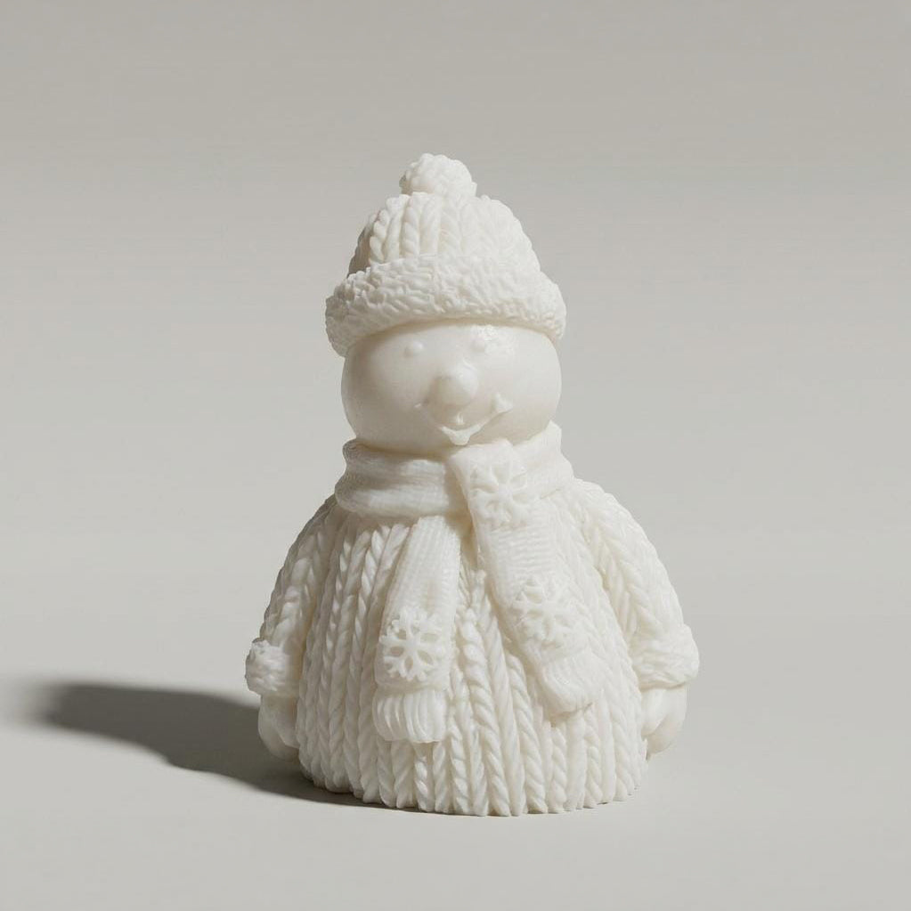 Candela Pupazzo di Neve in Cera, colore bianco