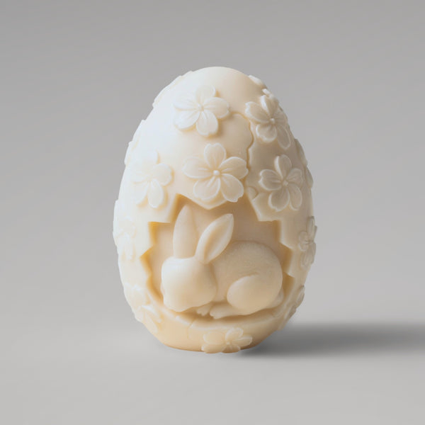 Candela Uovo di Pasqua con Coniglio in Cera - Misure cm 5,5x7,5